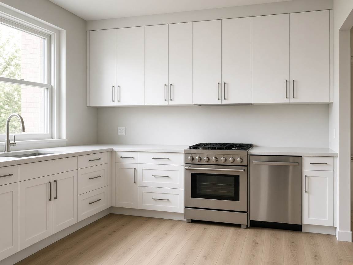 White cabinets in a multifamily unit kitchen