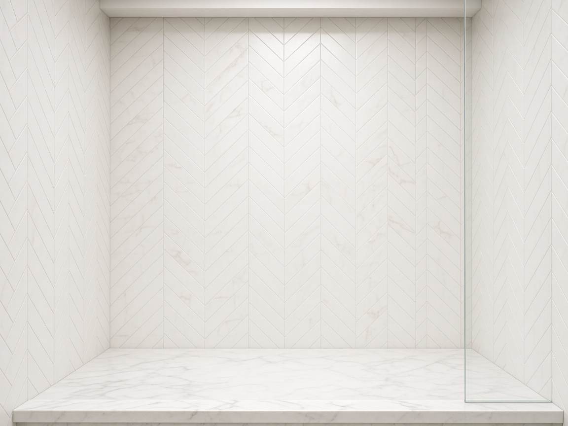 Chevron-pattern shower walls