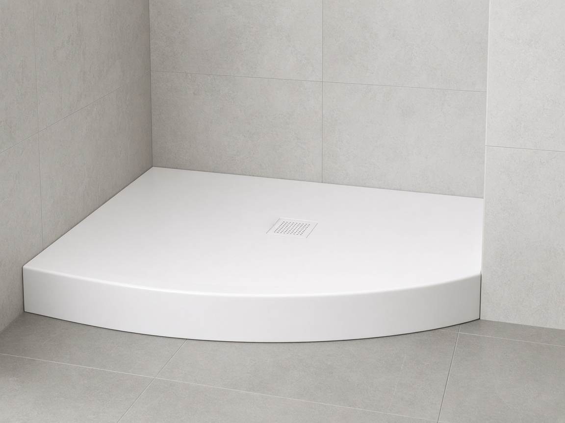 Shower base with a curved front