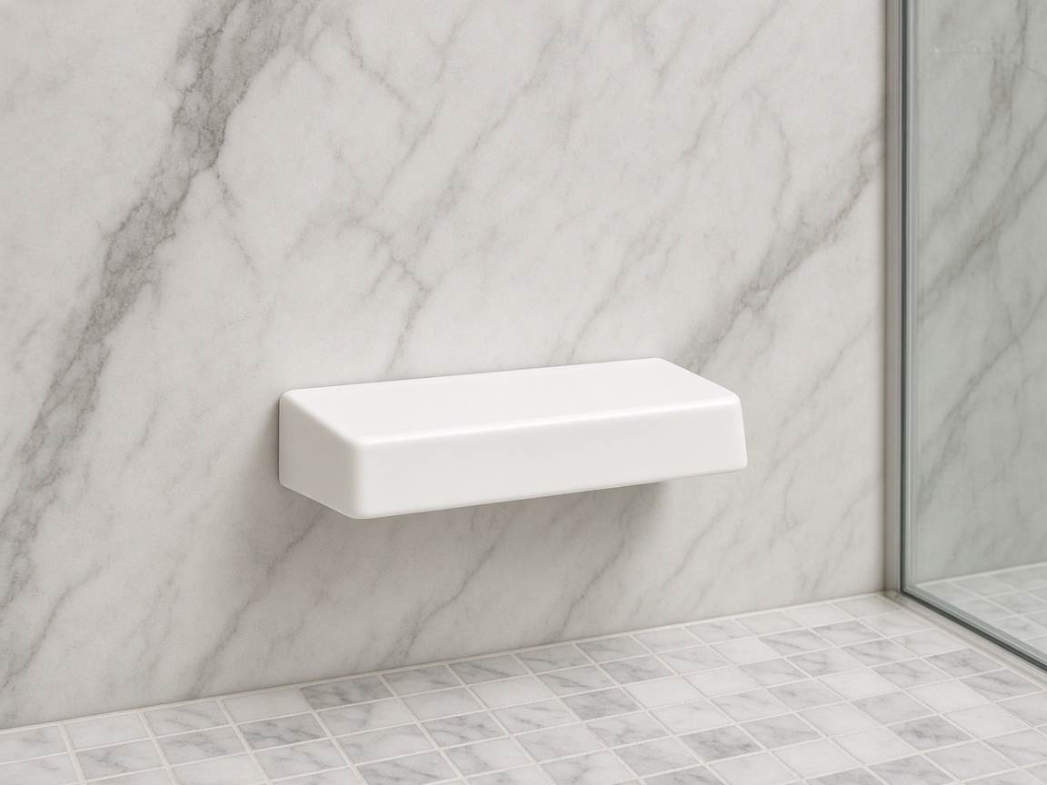 Shower footrest mounted on the wall