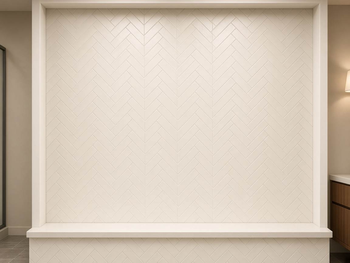 Herringbone-pattern shower walls